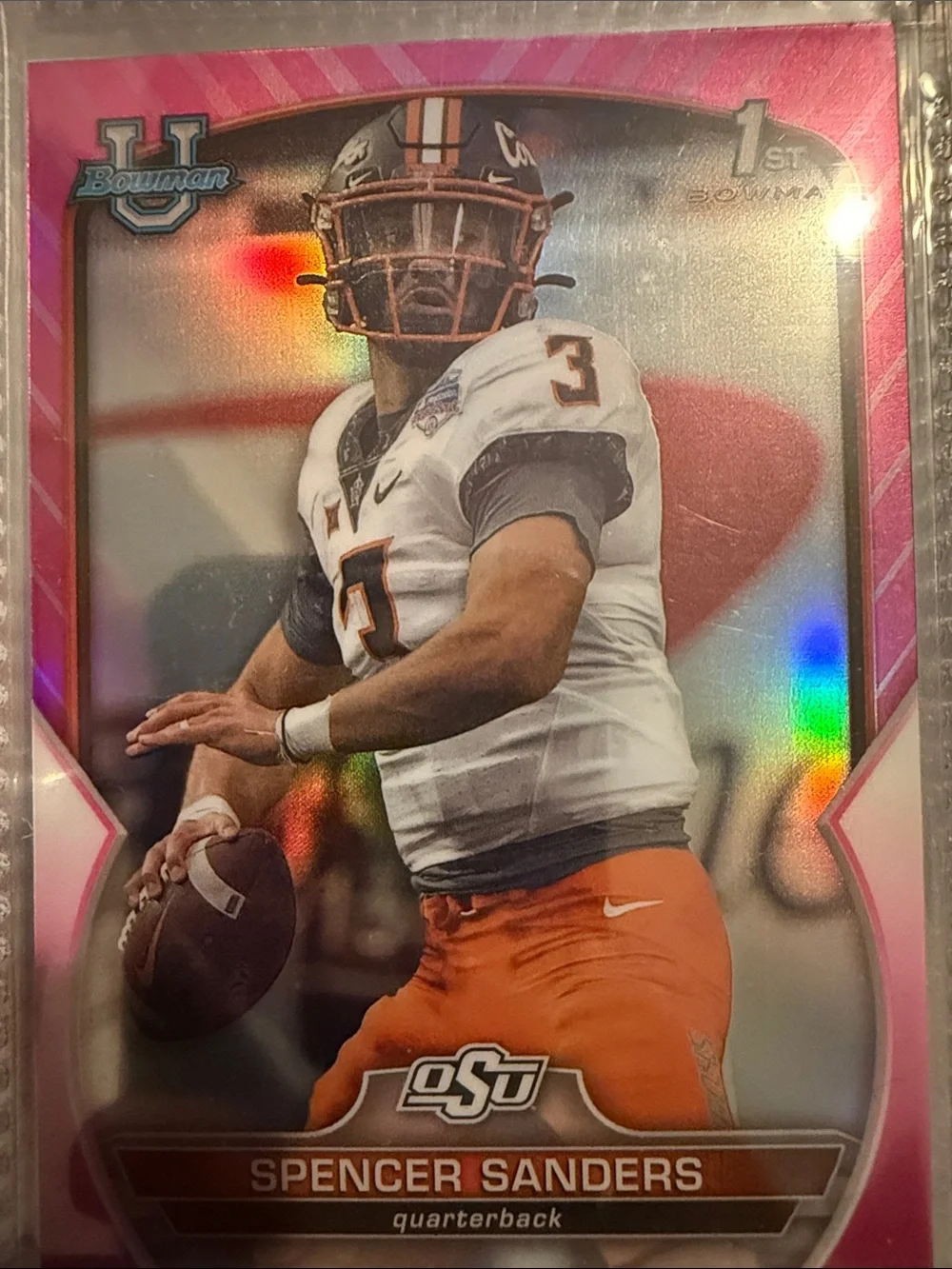 Spencer Sanders Football Trading Card - Pink Border